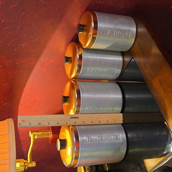 Vintage/Retro 1950s Copper Top & Aluminum Bottom Canister Set of 4-Made in Italy - Picture 2 of 12